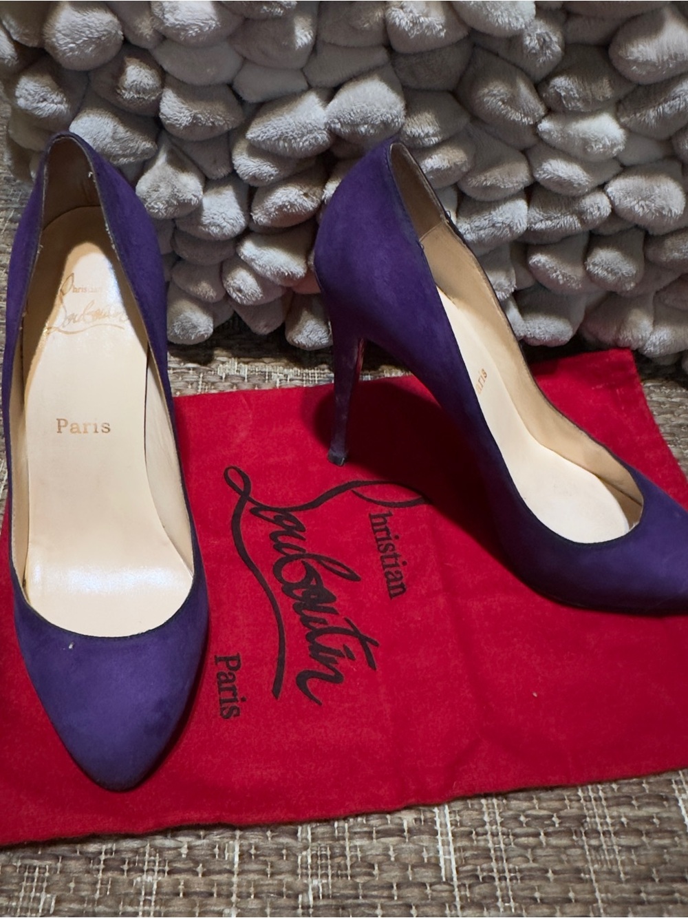 👠✨ 𝐂𝐇𝐑𝐈𝐒𝐓𝐈𝐀𝐍 𝐋𝐎𝐔𝐁𝐎𝐔𝐓𝐈𝐍 𝐃𝐞𝐜𝐥𝐢𝐜 𝟏𝟐𝟎 𝐏𝐮𝐫𝐩𝐥𝐞 𝐒𝐮𝐞𝐝𝐞 (𝐖𝐢𝐭𝐡 𝐁𝐨𝐱) 𝐒𝐳 𝟒𝟎 ✨👠 - Picture 2 of 12